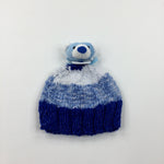 Teddy Bear Bobble Blue Knitted Hat - Boys 0-3 Months