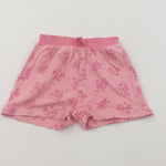 Flowers Pink Lightweight Jersey Shorts - Girls 12-18 Months