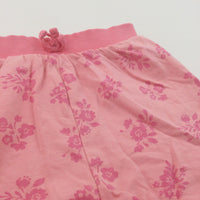 Flowers Pink Lightweight Jersey Shorts - Girls 12-18 Months