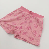 Flowers Pink Lightweight Jersey Shorts - Girls 12-18 Months