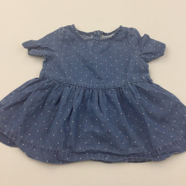 Spotty Denim Effect Cotton Tunic Blouse - Girls 12-18 Months