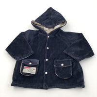 Reversible Navy Velour/Blue Jersey Jacket with Hood - Boys 9-12 Months