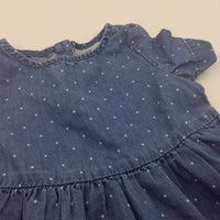 Spotty Denim Effect Cotton Tunic Blouse - Girls 12-18 Months