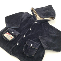 Reversible Navy Velour/Blue Jersey Jacket with Hood - Boys 9-12 Months