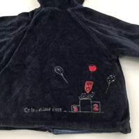 Reversible Navy Velour/Blue Jersey Jacket with Hood - Boys 9-12 Months