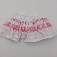 Flamingos Pink & White Lightweight Cotton Skirt - Girls 12-18 Months