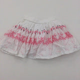 Flamingos Pink & White Lightweight Cotton Skirt - Girls 12-18 Months