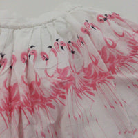 Flamingos Pink & White Lightweight Cotton Skirt - Girls 12-18 Months