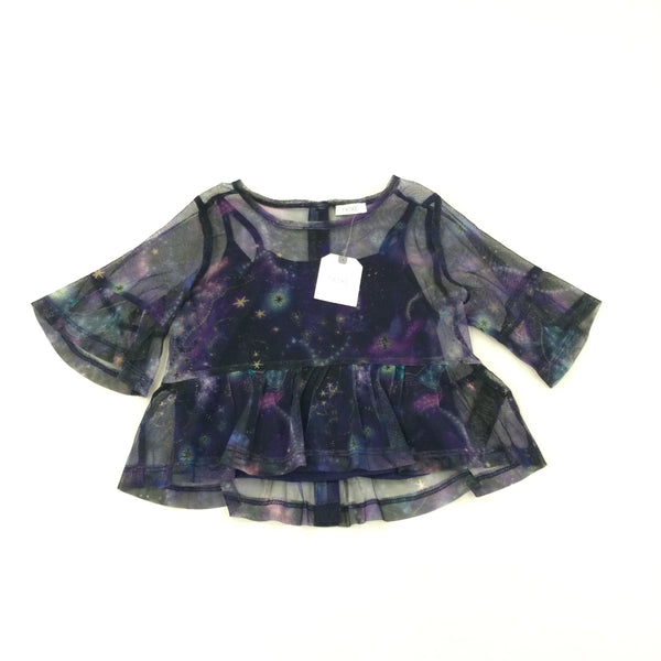 **NEW** Night Scene Navy & Purple Short Sleeve Top - Girls 4-5 Years