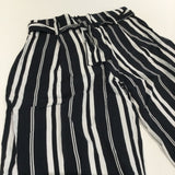 Black & White Lightweight Cotton Cropped Trousers - Girls 6-7 Years