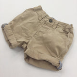 Light Brown Cotton Twill Shorts with Adjustable Waistband - Boys 18-24 Months