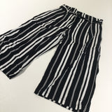 Black & White Lightweight Cotton Cropped Trousers - Girls 6-7 Years