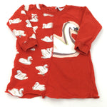 Swans Red Sweatshirt Dress - Girls 18-24 Months