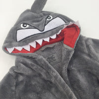 Shark Fluffy Grey Dressing Gown - Boys 18-24 Months