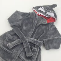 Shark Fluffy Grey Dressing Gown - Boys 18-24 Months