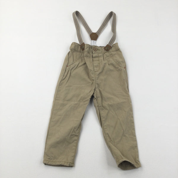 Cream Trousers with Braces - Boys 12-18 Months