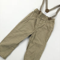 Cream Trousers with Braces - Boys 12-18 Months