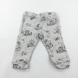 Woodland Animals Grey Lightweight Jersey Trousers - Girls 3-6 Months