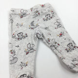 Woodland Animals Grey Lightweight Jersey Trousers - Girls 3-6 Months