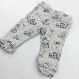 Woodland Animals Grey Lightweight Jersey Trousers - Girls 3-6 Months