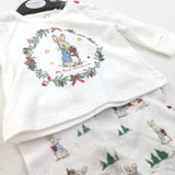 **NEW** 'My First Christmas' Peter Rabbit Embroidered Cream Pyjamas - Boys/Girls Newborn