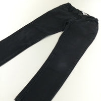 Black Denim Jeans with Adjustable Waistband - Girls 7-8 Years