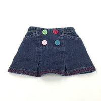 Colourful Buttons Dark Blue Denim Skirt - Girls 3-6 Months