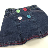 Colourful Buttons Dark Blue Denim Skirt - Girls 3-6 Months