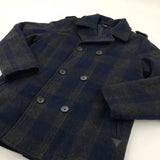 Navy & Black Checked Fabric Jacket - Boys 11-12 Years