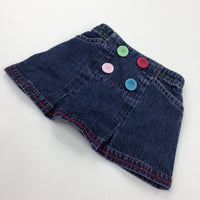 Colourful Buttons Dark Blue Denim Skirt - Girls 3-6 Months