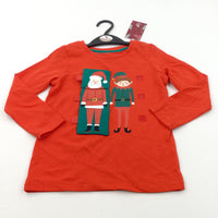 **NEW** Father Christmas, Elf & Reindeer Misfits Lifting Flap Red Long Sleeve Top - Girls 2-3 Years