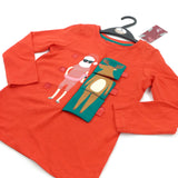 **NEW** Father Christmas, Elf & Reindeer Misfits Lifting Flap Red Long Sleeve Top - Girls 2-3 Years