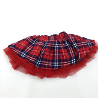 Navy, White & Red Tartan Skirt with Net Underskirt - Girls 3-6 Months