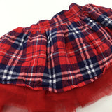 Navy, White & Red Tartan Skirt with Net Underskirt - Girls 3-6 Months