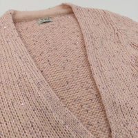 Sequins Speckled Peach Knitted Cardigan - Girls 11-12 Years