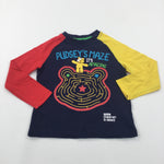 'Pudsey's Maze' Red, Navy & Red Long Sleeve Top - Boys/Girls 18-24 Months