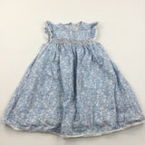 Flowers Pale Pink, Blue & White Sun/Party Dress - Girls 3-4 Years