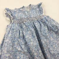 Flowers Pale Pink, Blue & White Sun/Party Dress - Girls 3-4 Years