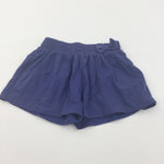 Blue Lightweight Jersey Shorts with Bow on Waistband - Girls 18-24 Months