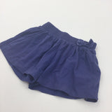 Blue Lightweight Jersey Shorts with Bow on Waistband - Girls 18-24 Months