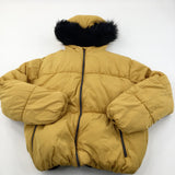 Mustard Yellow Padded Fleece Lined Coat with Hood - Girls 13-14 Years