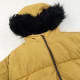 Mustard Yellow Padded Fleece Lined Coat with Hood - Girls 13-14 Years