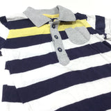 Yellow, White, Navy & Grey Striped Polo Shirt - Boys 9-12 Months