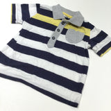 Yellow, White, Navy & Grey Striped Polo Shirt - Boys 9-12 Months