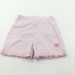 Flower Appliqued Pink Lightweight Jersey Shorts - Girls 18-24 Months