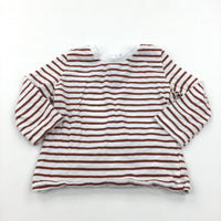 Burnt Red & White Striped Long Sleeve Top - Boys 3-6 Months