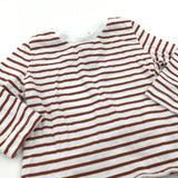 Burnt Red & White Striped Long Sleeve Top - Boys 3-6 Months