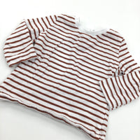 Burnt Red & White Striped Long Sleeve Top - Boys 3-6 Months