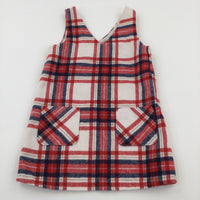 Red, Navy & White Check Dress - Girls 3-4 Years