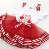 'Candy Cane Cutie' Red & White Jersey & Net Christmas Dress - Girls 12-18 Months